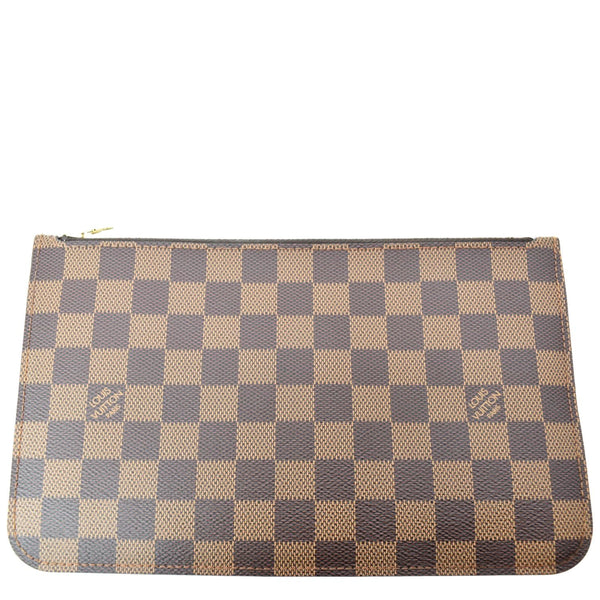 LOUIS VUITTON Neverfull Damier Ebene Pochette Wristlet Pouch Brown