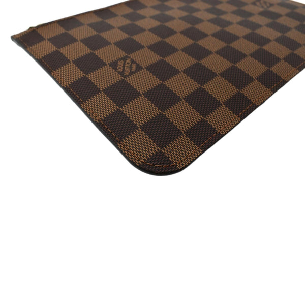 LOUIS VUITTON Neverfull Damier Ebene Pochette Wristlet Pouch Brown