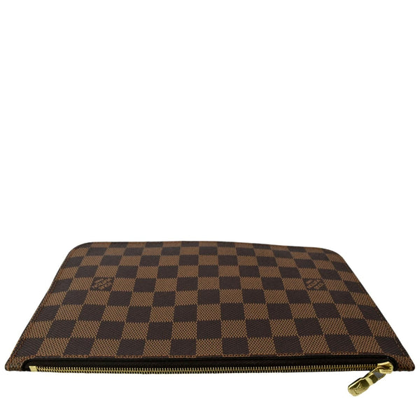 LOUIS VUITTON Neverfull Damier Ebene Pochette Wristlet Pouch Brown