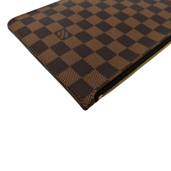 LOUIS VUITTON Neverfull Damier Ebene Pochette Wristlet Pouch Brown