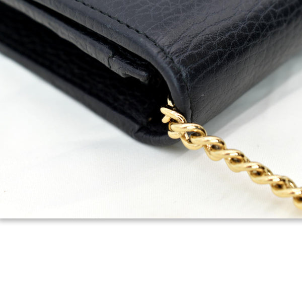GUCCI Petite GG Marmont Leather Chain Wallet Black 546585