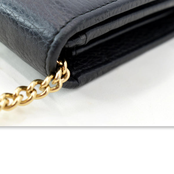 GUCCI Petite GG Marmont Leather Chain Wallet Black 546585