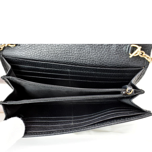 GUCCI Petite GG Marmont Leather Chain Wallet Black 546585
