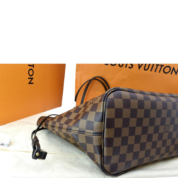 LOUIS VUITTON Neverfull MM Damier Ebene Tote Bag Brown