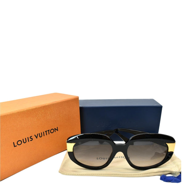 LOUIS VUITTON Z1391W 93L Black Sunglasses Gray Lens