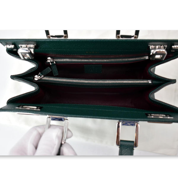 GUCCI Zumi Small Top Handle Leather Shoulder Bag Green 569712