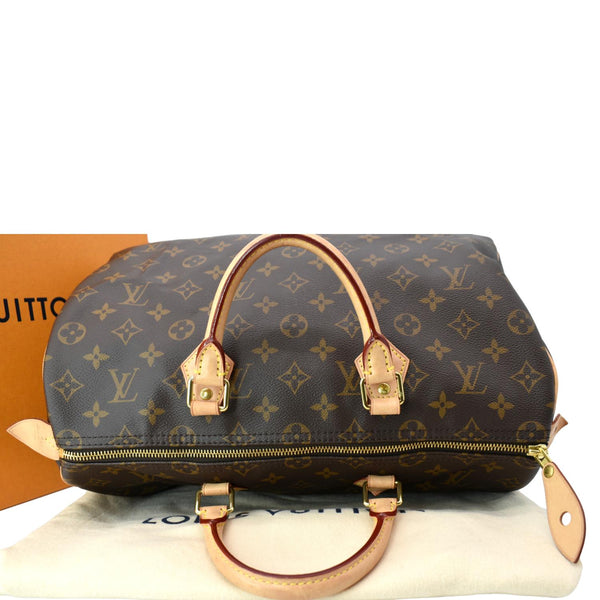 LOUIS VUITTON Speedy 35 Monogram Canvas Satchel Bag Brown