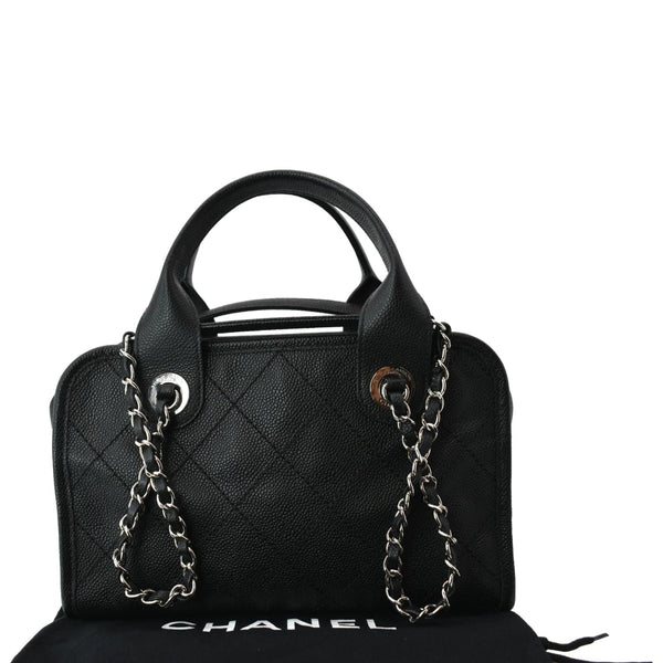 CHANEL Deauville Small Shopping Leather Tote Bag Black