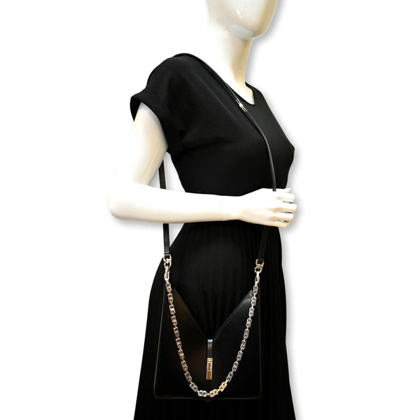 GIVENCHY Mini Cut Out Leather Shoulder Bag Black