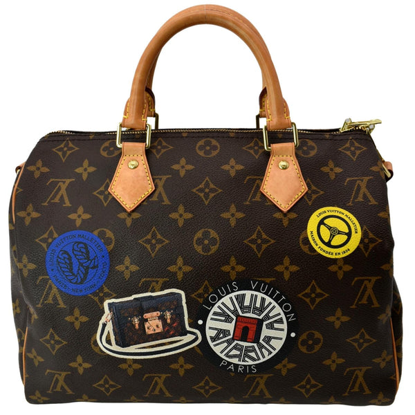 LOUIS VUITTON Speedy Bandouliere 30 World Tour Monogram Canvas Satchel Brown
