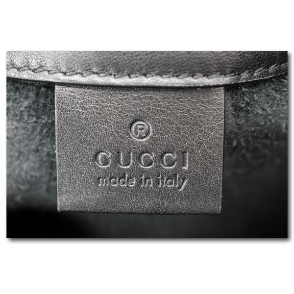 GUCCI Drawstring Print Leather Backpack Bag Black 494053