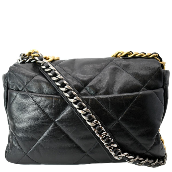 CHANEL 19 Large Flap Quilted Lambskin Leather Shoulder Bag Black - Hot Deals