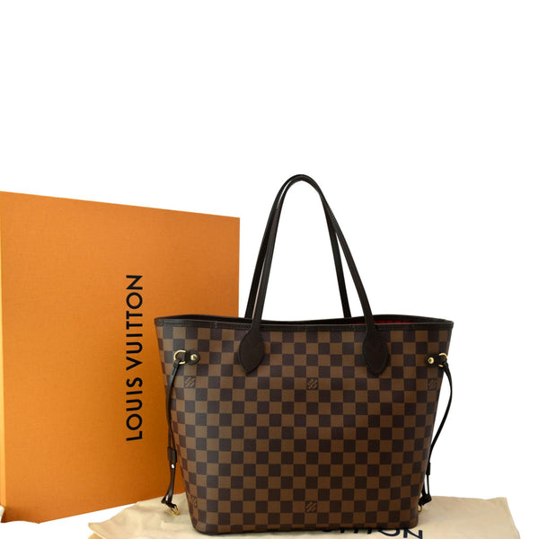 LOUIS VUITTON Neverfull MM Damier Ebene Tote Bag Brown