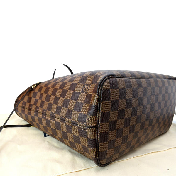 LOUIS VUITTON Neverfull MM Damier Ebene Tote Bag Brown