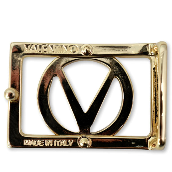 VALENTINO V Logo Leather Belt Brown Size Small