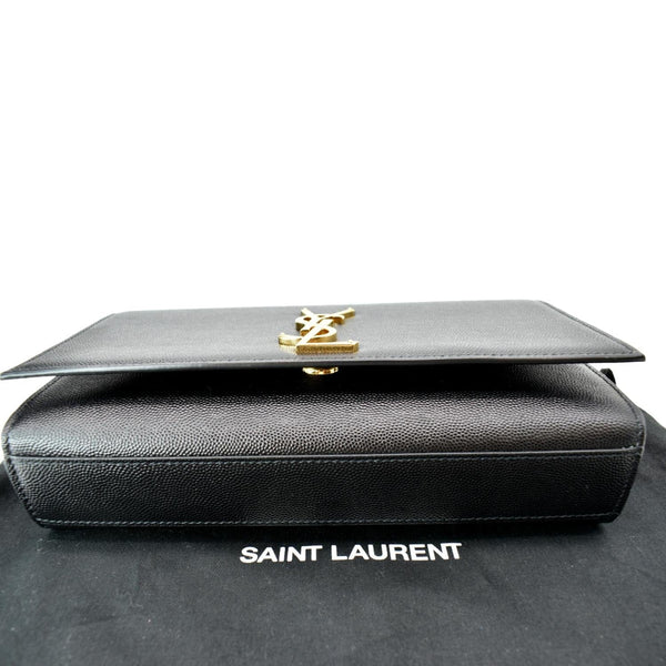 YVES SAINT LAURENT Kate Leather Gold Chain Clutch Crossbody Bag Black
