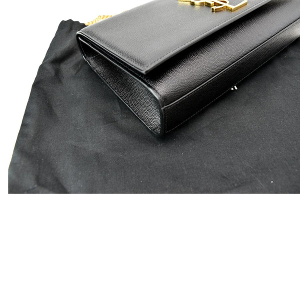 YVES SAINT LAURENT Kate Leather Gold Chain Clutch Crossbody Bag Black