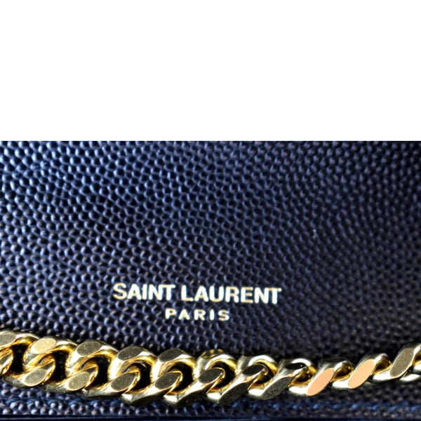 YVES SAINT LAURENT Kate Leather Gold Chain Clutch Crossbody Bag Black