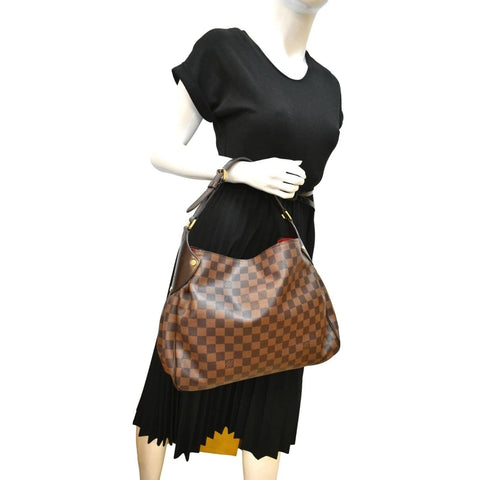 LOUIS VUITTON Reggia Damier Ebene Shoulder Bag Brown