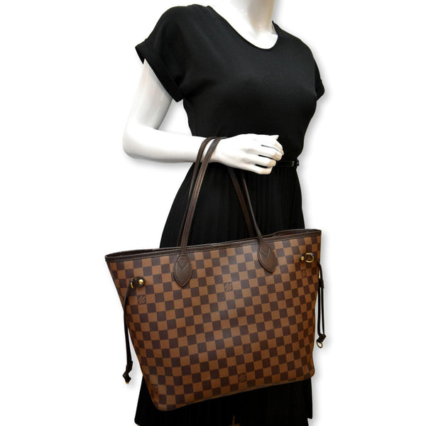 LOUIS VUITTON Neverfull MM Damier Ebene Shoulder Bag Brown