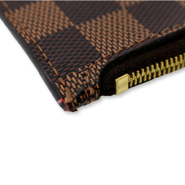 LOUIS VUITTON Neverfull Damier Ebene Pochette Wristlet Pouch Brown