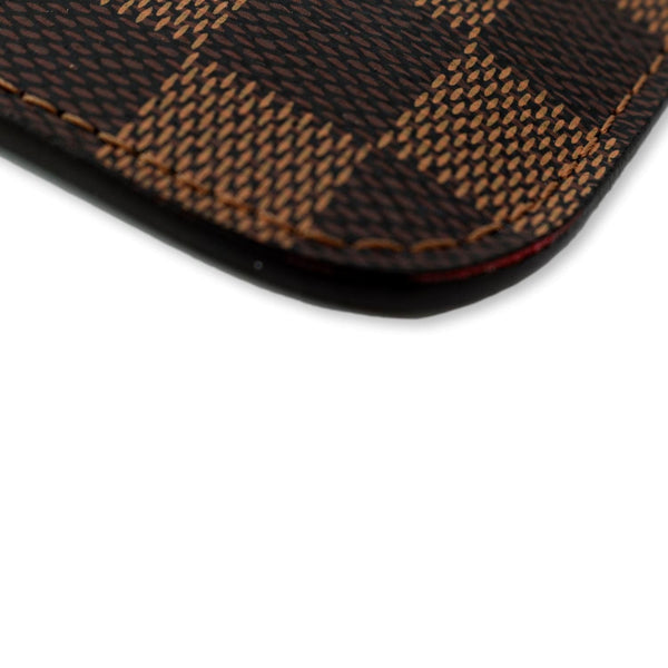 LOUIS VUITTON Neverfull Damier Ebene Pochette Wristlet Pouch Brown