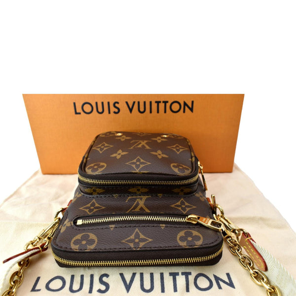 LOUIS VUITTON Utility Phone Sleeve Monogram Canvas Crossbody Bag Brown