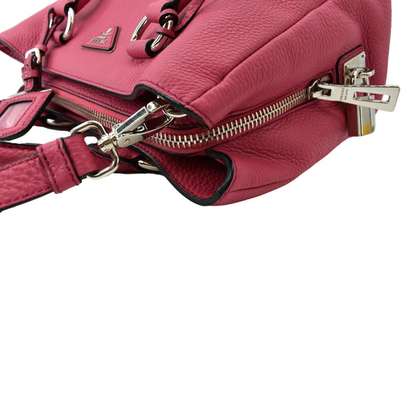 PRADA Zip Around Convertible Leather Tote Shoulder Bag Pink