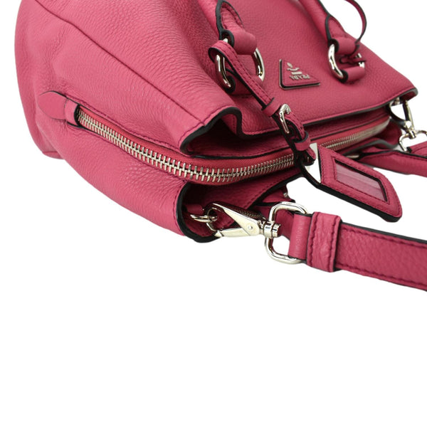 PRADA Zip Around Convertible Leather Tote Shoulder Bag Pink
