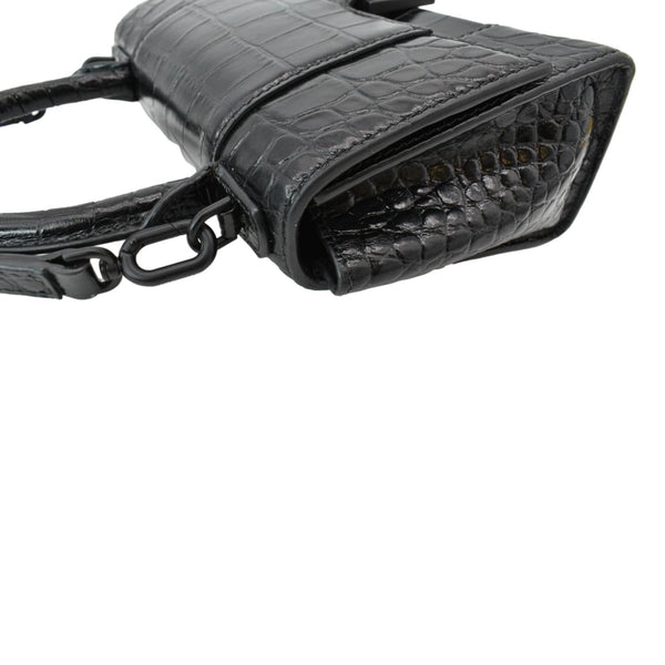 BALENCIAGA Hourglass Leather Tote Crossbody Bag Black