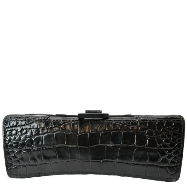 BALENCIAGA Hourglass Leather Tote Crossbody Bag Black