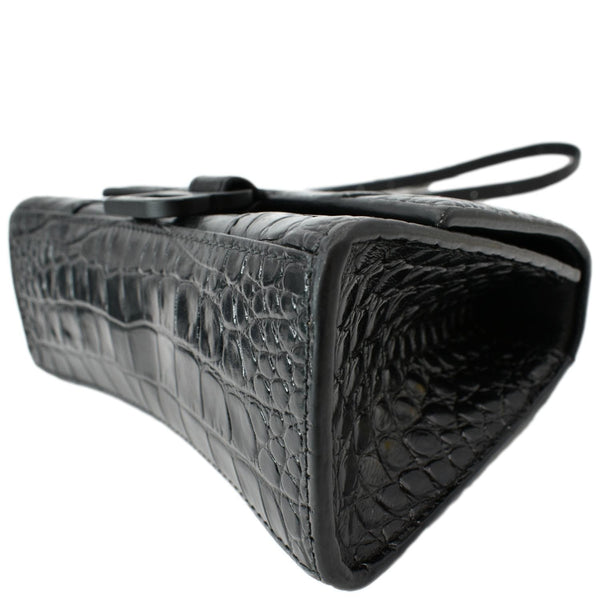 BALENCIAGA Hourglass Leather Tote Crossbody Bag Black