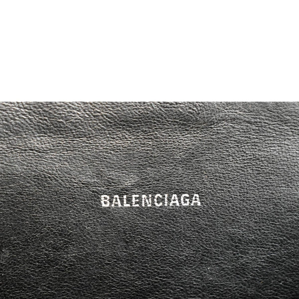 BALENCIAGA Hourglass Leather Tote Crossbody Bag Black