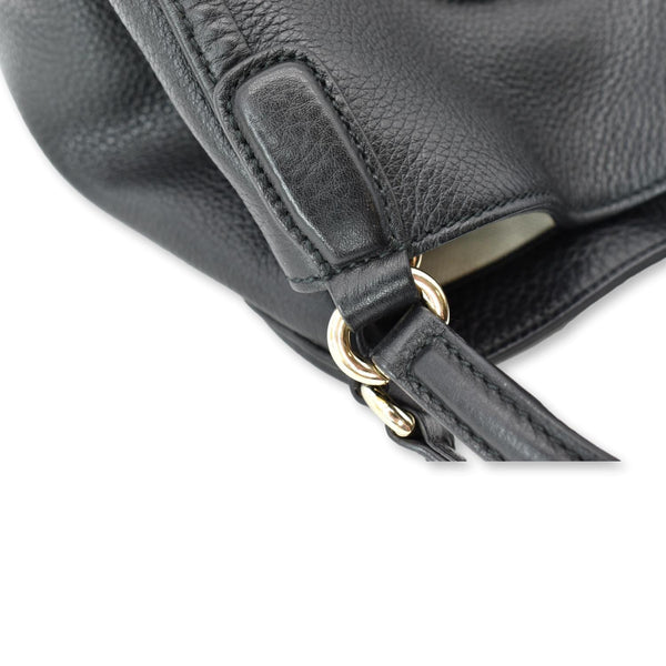 GUCCI Soho Small Pebbled Leather Shoulder Bag Black 336751
