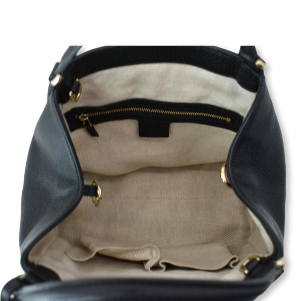 GUCCI Soho Small Pebbled Leather Shoulder Bag Black 336751