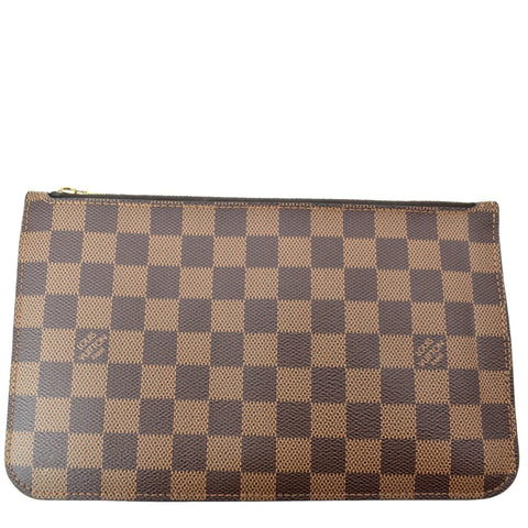 LOUIS VUITTON Neverfull Damier Ebene Pochette Wristlet Pouch Brown