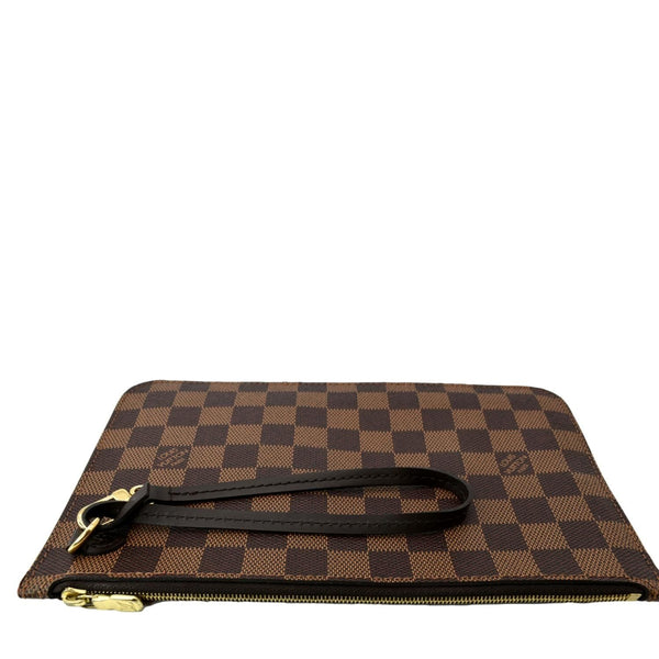 LOUIS VUITTON Neverfull Damier Ebene Pochette Wristlet Pouch Brown