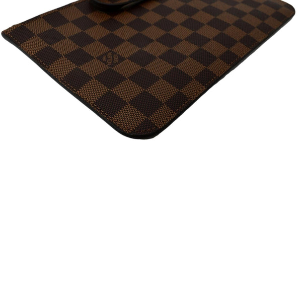 LOUIS VUITTON Neverfull Damier Ebene Pochette Wristlet Pouch Brown