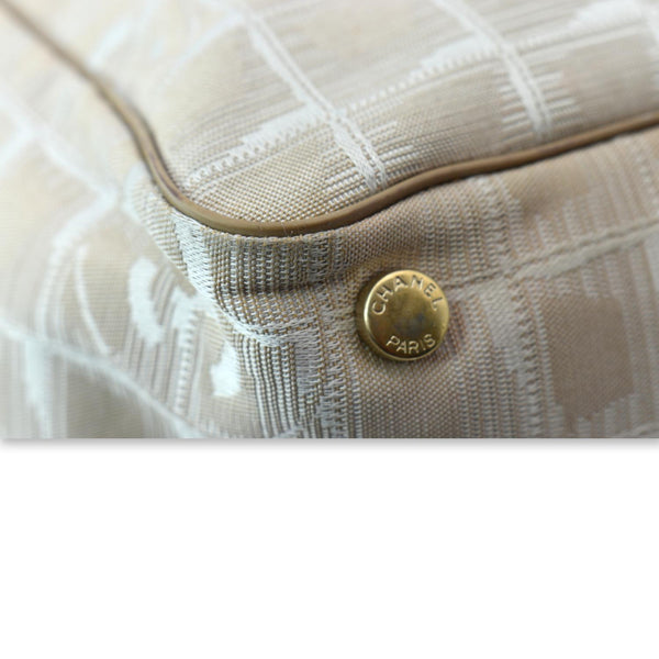 CHANEL CC Logo Travel Line Nylon Tote Bag Beige