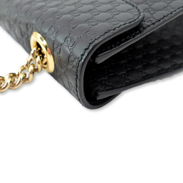 GUCCI Emily Medium GG Guccissima Leather Chain Shoulder Bag 449635 Black