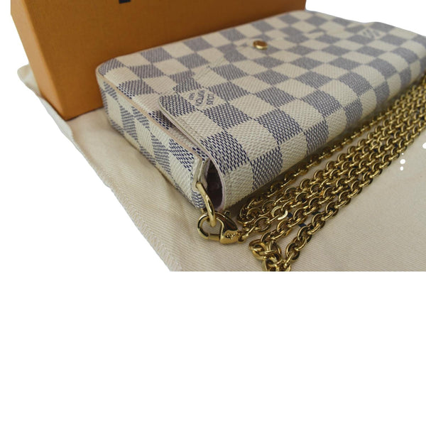 LOUIS VUITTON Felicie Pochette Damier Azur Crossbody Bag White