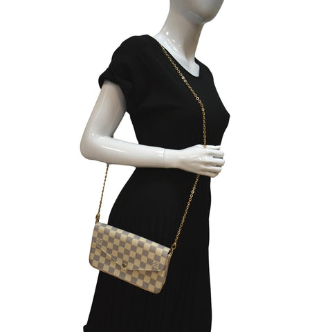 LOUIS VUITTON Felicie Pochette Damier Azur Crossbody Bag White