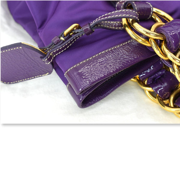 PRADA Vernice Trimmed Tessuto Nylon Tote Bag Purple