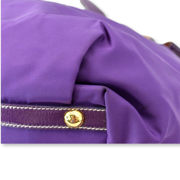 PRADA Vernice Trimmed Tessuto Nylon Tote Bag Purple