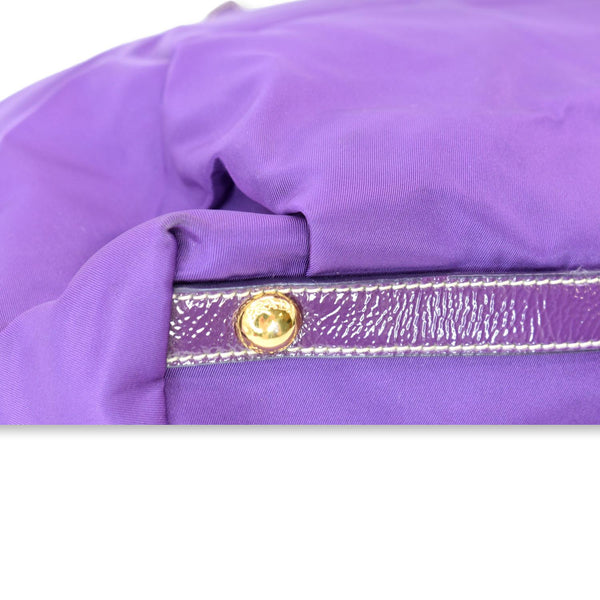 PRADA Vernice Trimmed Tessuto Nylon Tote Bag Purple