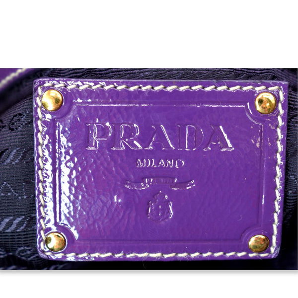 PRADA Vernice Trimmed Tessuto Nylon Tote Bag Purple