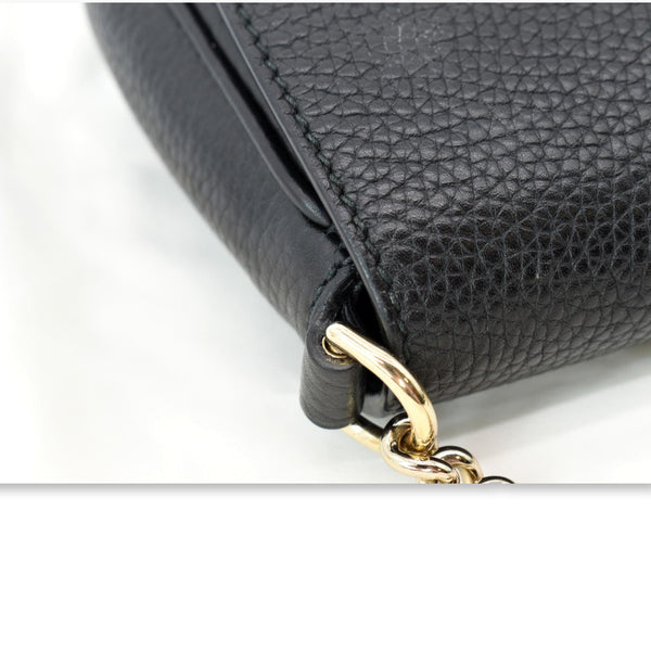 GUCCI GG Soho Tassel Chain Leather Crossbody Bag Beige Black