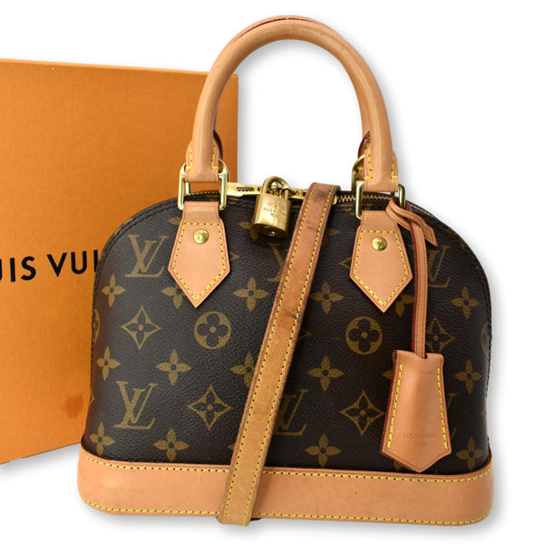 LOUIS VUITTON Alma BB Monogram Canvas Satchel Crossbody Bag Brown