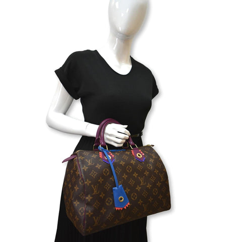 LOUIS VUITTON Totem Speedy 30 Monogram Canvas Satchel Bag Brown
