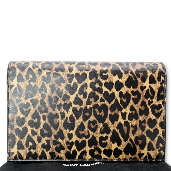 YVES SAINT LAURENT Kate Monogram Leopard Print Shoulder Bag Black - New Year Deals